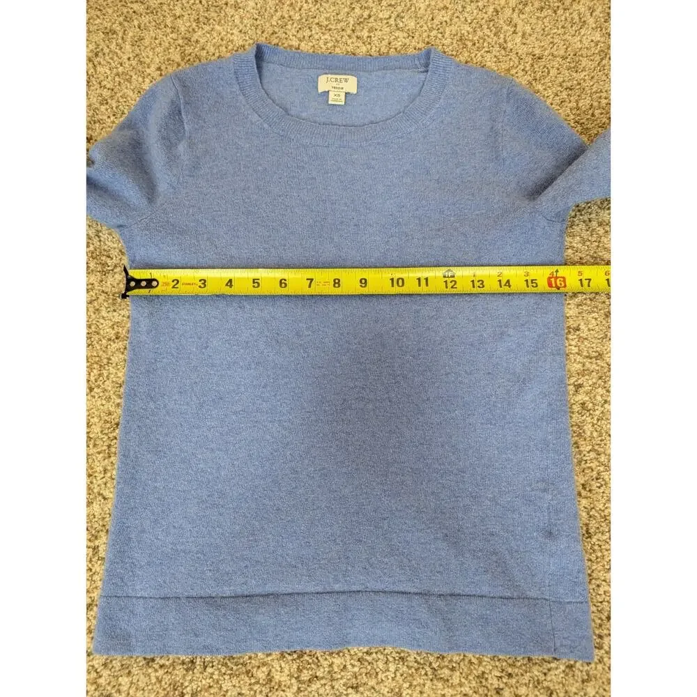 J.CREW Sweater Women XS Sky Blue Teddie Pullover Cotton Merino Wool